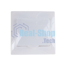 Розетка 1-м СП Кварта 16А РСб10-3-КБ с защ. крышкой с заземл. IP20 белый ИЭК ERK15-K01-16-DM