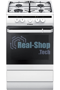 Плита газовая Hansa FCGW51001 белый, конфорок 4 шт, духовка 56 л, 50 см x 85 см x 60 см