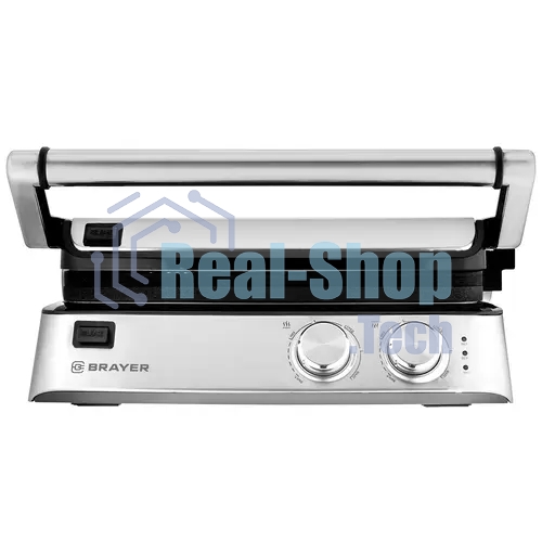 Гриль-пресс электрический BRAYER BR2007, 2000 Вт, съем.пласт 29x23 см, рег.расст,макс.темпер 240 С