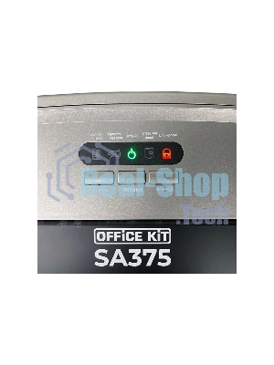 Шредер Office Kit SA375 серый/черный с автоподачей (секр.P-4) фрагменты 375лист. 42лтр. скрепки скобы пл.карты CD