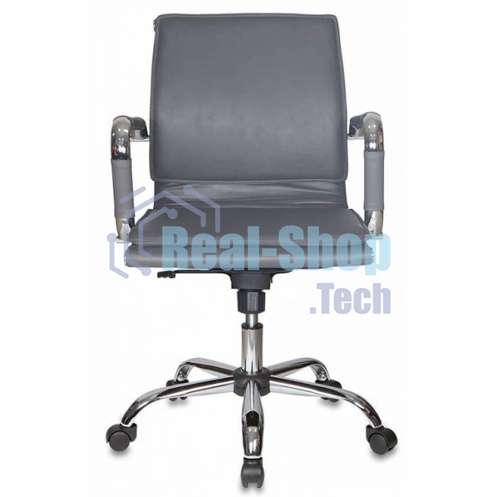 Кресло руководителя Бюрократ CH-993-Low/grey серый, низкая спинка, искусственная кожа, крестовина хромированная