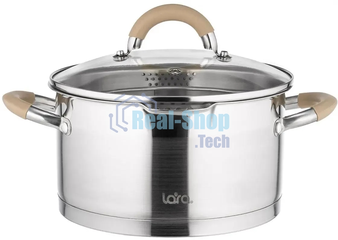 Кастрюля LARA LR02-345 Берлин 7 л 26x14 см нержавеющая сталь, с крышкой