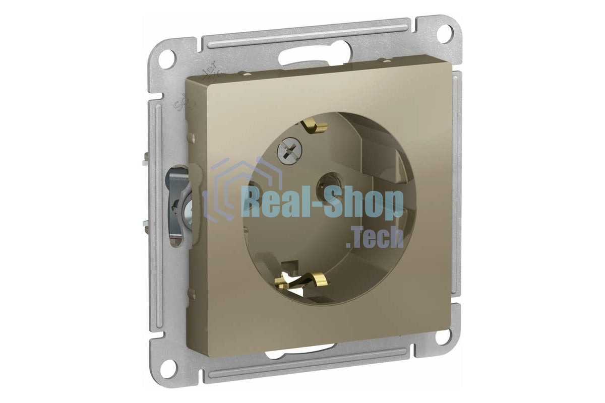 Механизм розетки 1-м СП AtlasDesign с заземл. 16А шампань SchE ATN000543