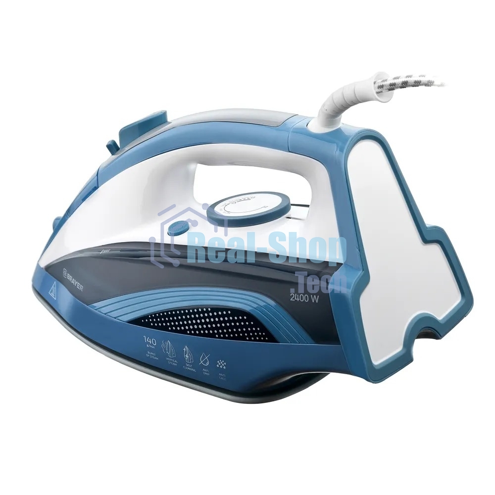 Утюг BRAYER 4002BR, 2400 Вт, керамич, Пар 140 г/м антикапля, разбрыз, резер 360мл, самоотчис,