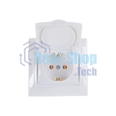 Розетка 1-м СП Кварта 16А РСб10-3-КБ с защ. крышкой с заземл. IP20 белый ИЭК ERK15-K01-16-DM