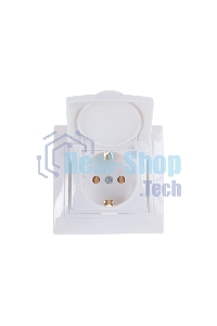 Розетка 1-м СП Кварта 16А РСб10-3-КБ с защ. крышкой с заземл. IP20 белый ИЭК ERK15-K01-16-DM