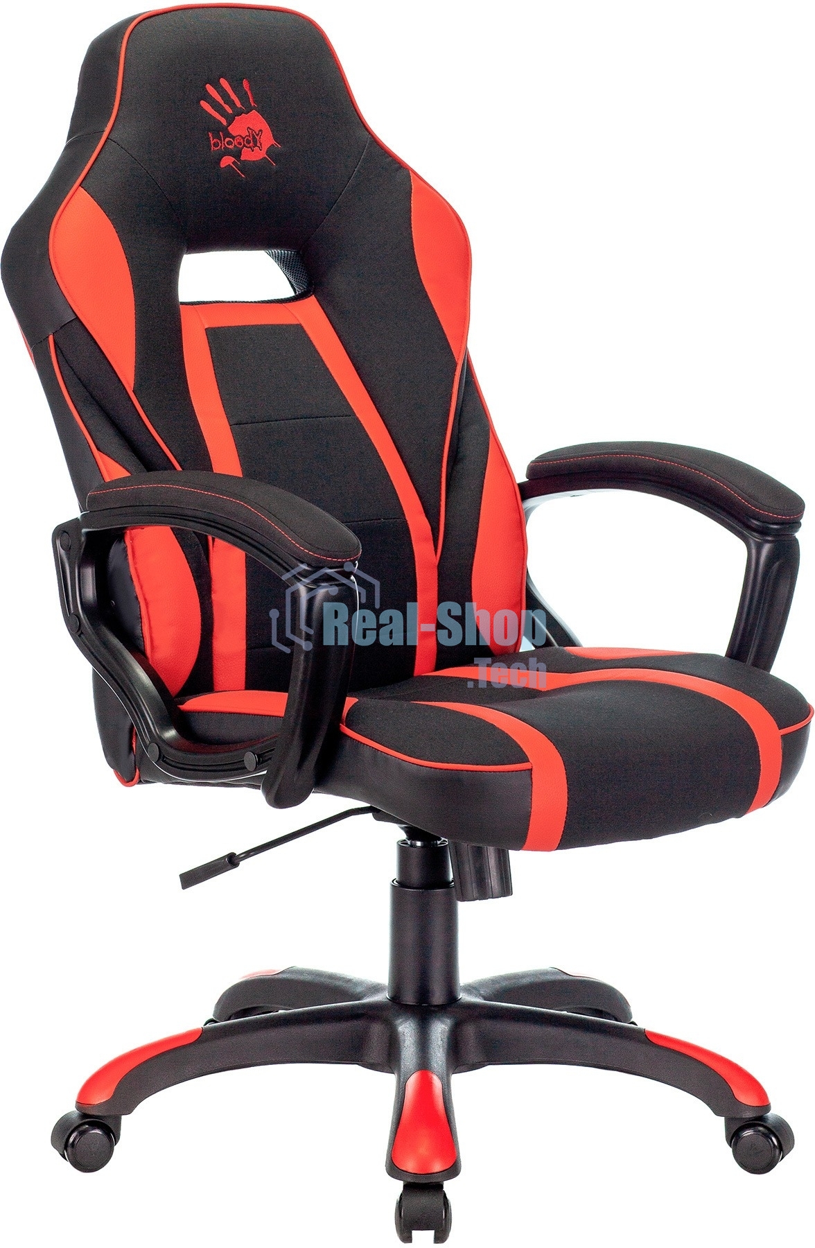 Кресло игровое A4TECH Bloody GC-250, на колесиках, искусственная кожа/ткань, черный/красный