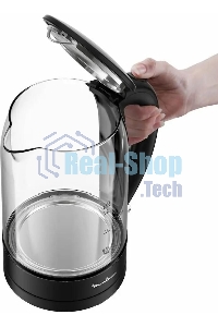 Чайник электрический Moulinex BY1S08F0 1.7 л, 2200 Вт, черный/прозрачный корпус: стекло/пластик