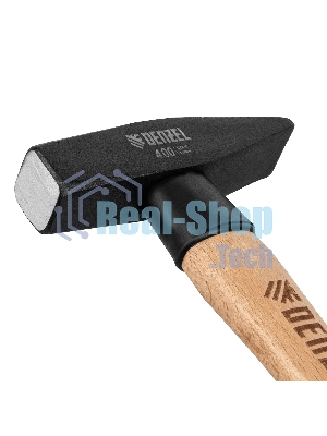 Молоток слесарный Denzel 400 г, кованый квадратный боек, буковая рукоятка