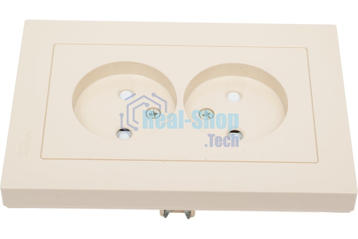 Розетка 2-м СП AtlasDesign 16А IP20 без заземл. защ. шторки в сборе беж. SE ATN000222