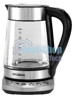 Чайник электрический Hyundai HYK-G3026 1.7л. 2200Вт серебристый/черный (корпус: стекло)