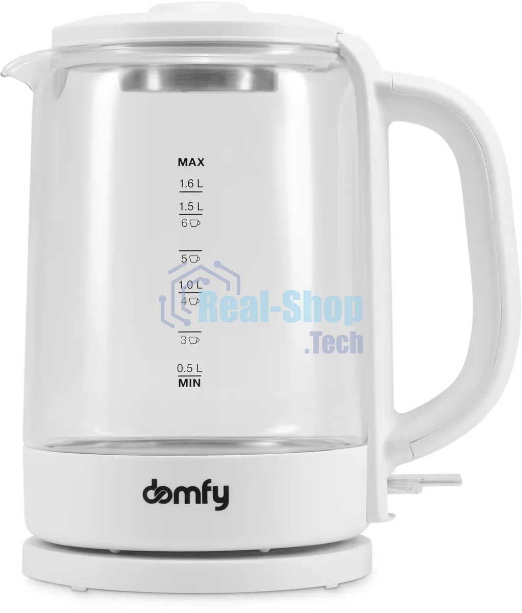 Чайник электрический Domfy DSW-EK304 1.7л. 2200Вт белый (корпус: стекло)