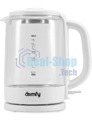 Чайник электрический Domfy DSW-EK304 1.7л. 2200Вт белый (корпус: стекло)