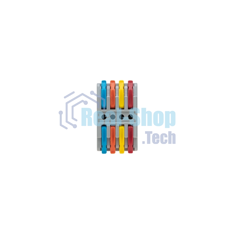 Клемма Rexant СМК 222-424 проходная 4 полюса (0,08-4мм²), серая (25 шт/уп)