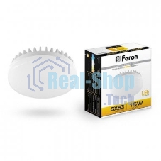 Лампа светодиодная Feron LB-454 15Вт GX53 теплый таблетка