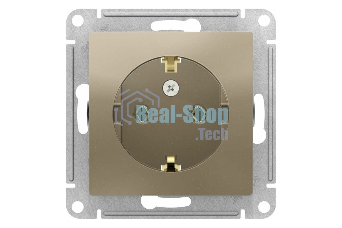 Механизм розетки 1-м СП AtlasDesign с заземл. 16А шампань SchE ATN000543
