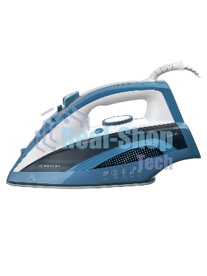 Утюг BRAYER 4002BR, 2400 Вт, керамич, Пар 140 г/м антикапля, разбрыз, резер 360мл, самоотчис,