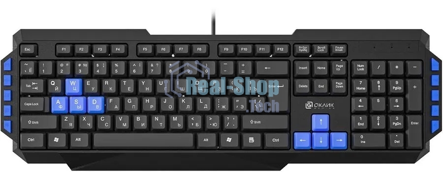 Клавиатура проводная Oklick 750G FROST WAR, USB, черный/синий