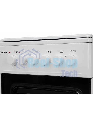 Плита комбинированная Kraft KF-FSK5302EW белый, конфорок 4 газовых, духовка 58 л, 50 см x 85.5 см x 55 см