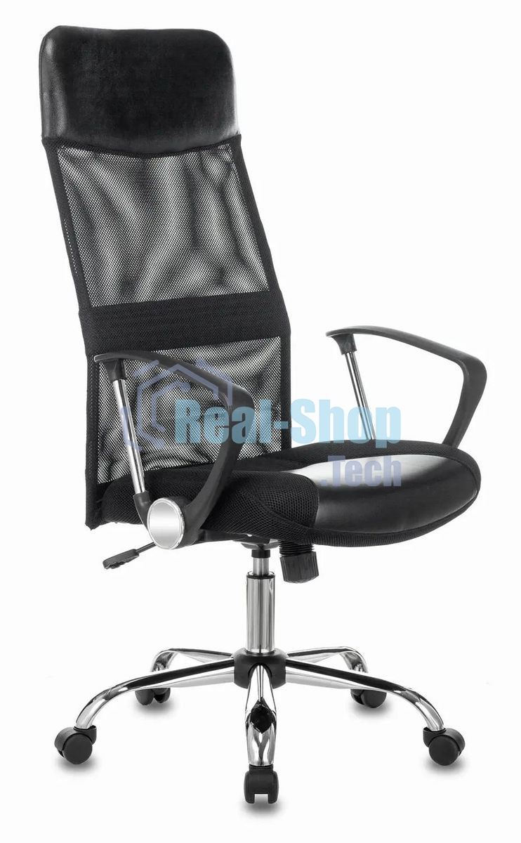 Кресло руководителя Бюрократ CH-600SL черный, искусст.кожа, сетка/ткань, крестовина металл хром