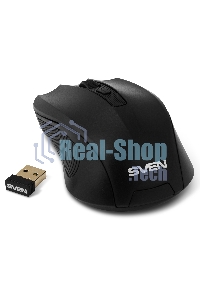 Мышь беспроводная SVEN RX-400W черный, 1400 dpi, радиоканал, USB, кнопки - 4