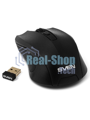 Мышь беспроводная SVEN RX-400W черный, 1400 dpi, радиоканал, USB, кнопки - 4