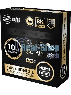 Кабель аудио-видео Cactus CS-HDMI-AOC-2.1-20 HDMI (m)/HDMI (m) 20м. позолоч.конт. черный
