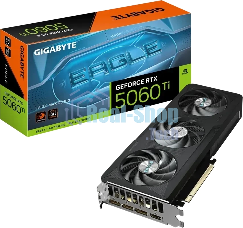 Видеокарта Gigabyte GeForce RTX 5060Ti Eagle Max OC, NVIDIA RTX 5060 Ti, 16G GDDR7, 128 бит, PCI-e 5.0, 1xHDMI, 3xDP, 2617 МГц
