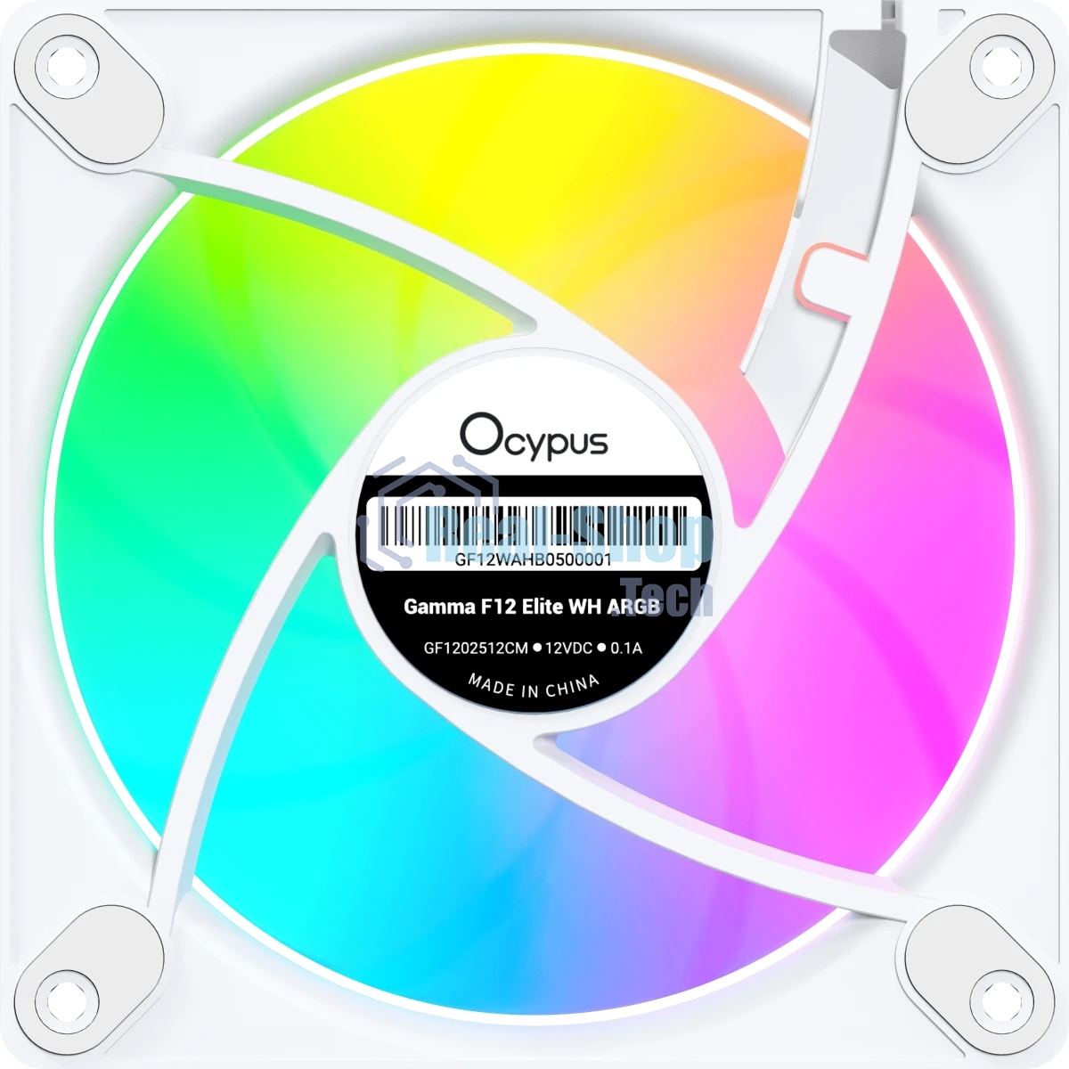 Вентилятор для корпуса Ocypus Gaммa F12 Elite WH ARGB REVERSE BLADE, 120x120x25мм, 4-PIN PWM, 600-1800 RPM, 26 DBA MAX, HYDRO BEARING
