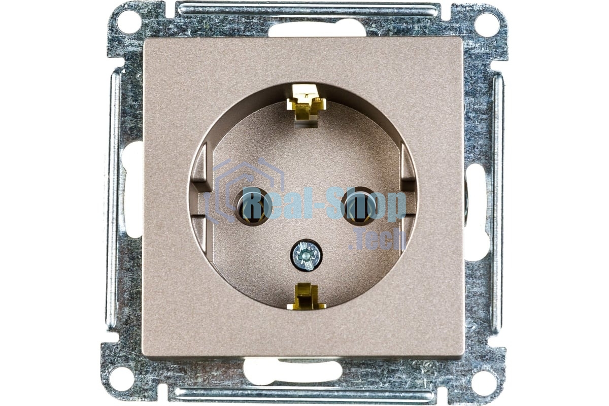 Механизм розетки 1-м СП AtlasDesign с заземл. 16А шампань SchE ATN000543