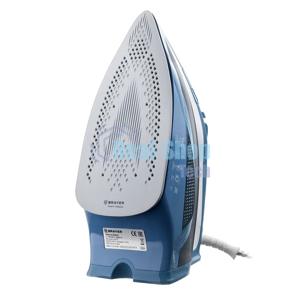 Утюг BRAYER 4002BR, 2400 Вт, керамич, Пар 140 г/м антикапля, разбрыз, резер 360мл, самоотчис,