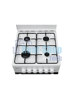 Плита комбинированная Kraft KF-FSK5302EW белый, конфорок 4 газовых, духовка 58 л, 50 см x 85.5 см x 55 см