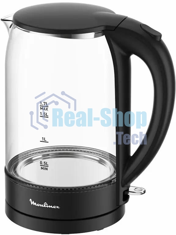 Чайник электрический Moulinex BY1S08F0 1.7л. 2200Вт черный/прозрачный корпус: стекло/пластик