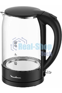 Чайник электрический Moulinex BY1S08F0 1.7 л, 2200 Вт, черный/прозрачный корпус: стекло/пластик