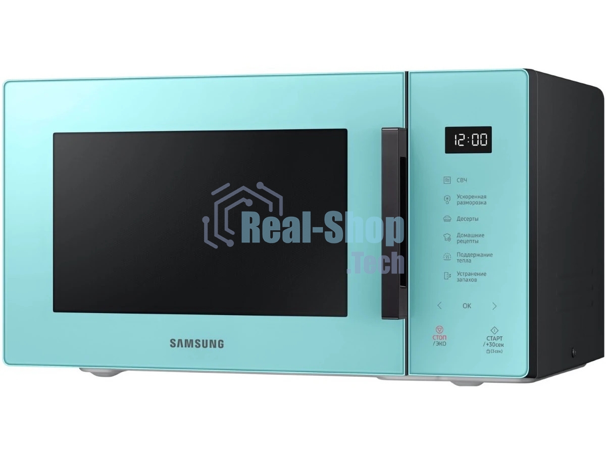 Микроволновая печь Samsung MG23T5018AN/BW голубой, 23 л, 800 Вт, переключатели - сенсор