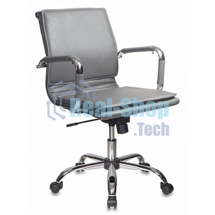 Кресло руководителя Бюрократ CH-993-Low/grey серый, низкая спинка, искусственная кожа, крестовина хромированная