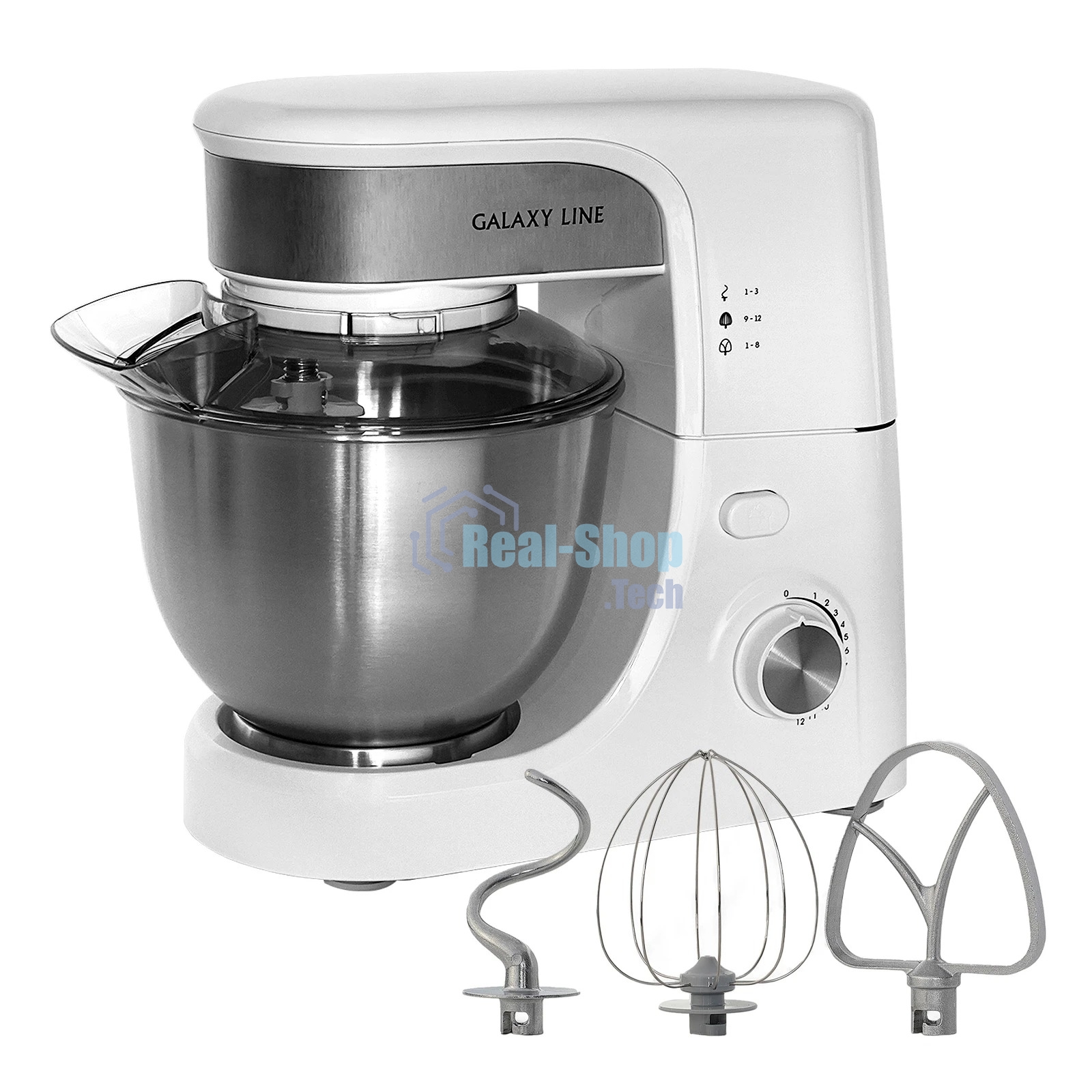 Миксер Galaxy Line GL 2231, белый, планетарный, 700 Вт, 12 скоростей