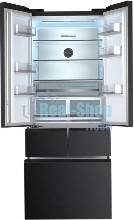 Холодильник Tesler RFD-427BI графит глянцевый двухкамерный 250/142л морозилка сбоку, No Frost, Side by Side