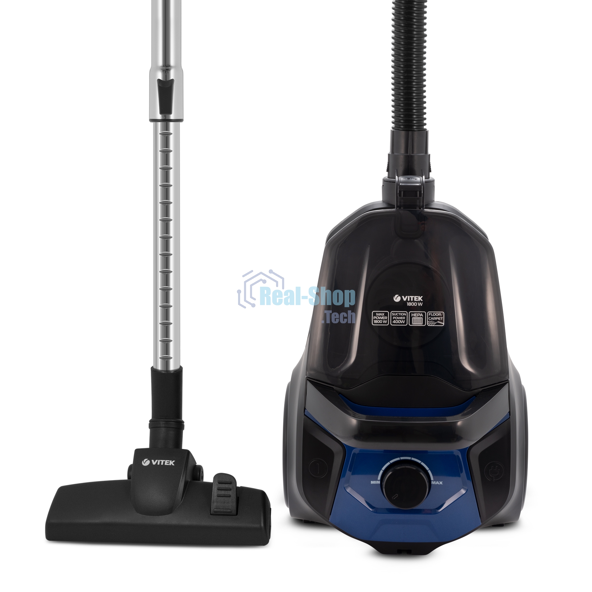Пылесос Vitek VT-1829 синий/черный, 400/1800 Вт, уборка сухая, пылесборник циклонный фильтр 2.5 л