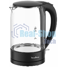 Чайник электрический Moulinex BY1S08F0 1.7 л, 2200 Вт, черный/прозрачный корпус: стекло/пластик