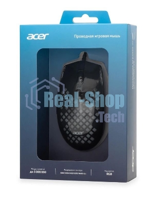 Мышь проводная Acer OMW134 черный, 3200 dpi, USB, кнопки - 6