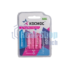 Аккумулятор AAA/R03 NI-MN 600мА.ч BP-4 (блист.4шт) КОСМОС KOCR03NIMH600mAh4BL