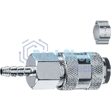 Переходник штуцер ″елочка″ 6 мм - рапид муфта, с хомутом ЗУБР Профессионал