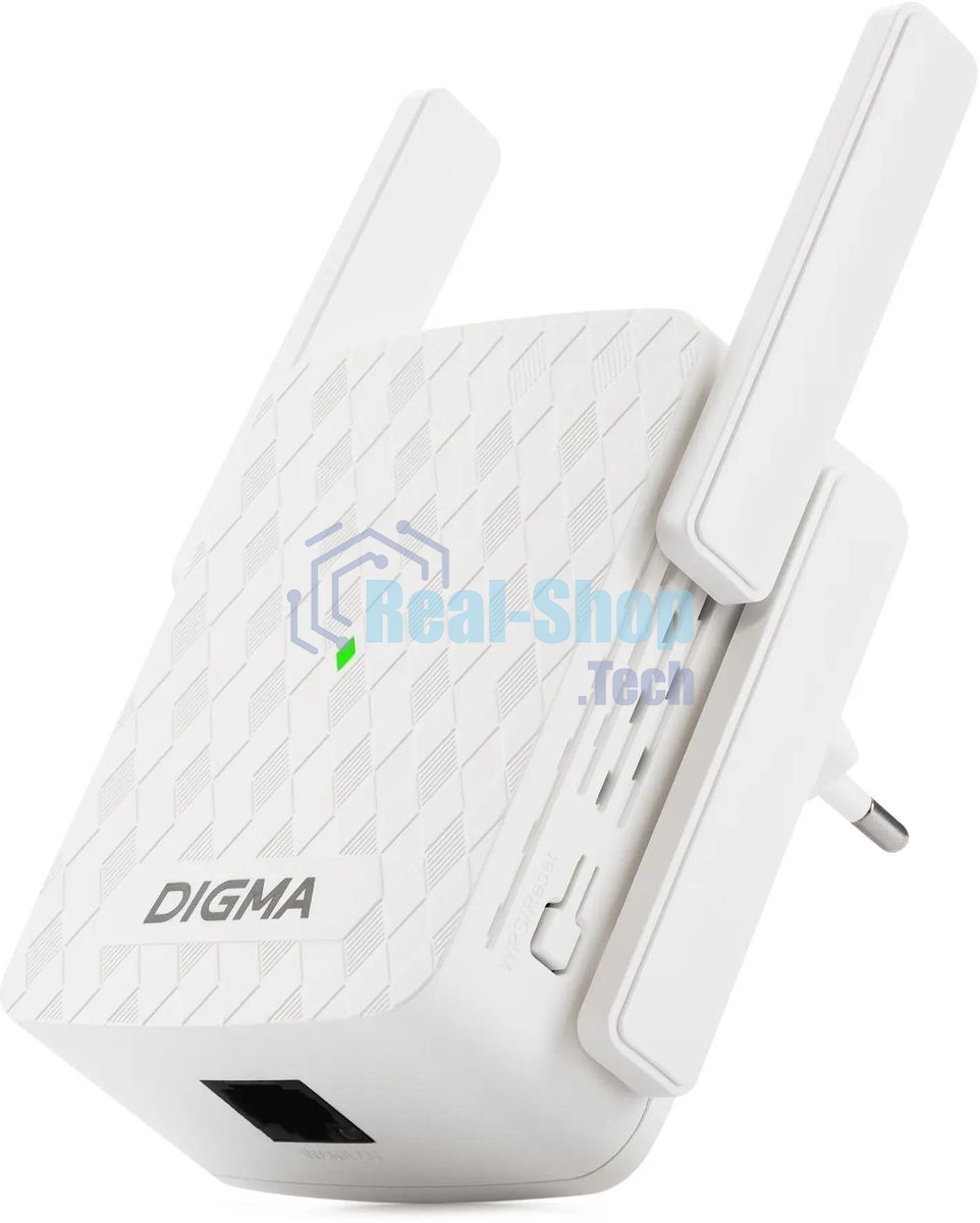 Повторитель беспроводного сигнала Digma D-WR310 (D-WR310V2) N300 Wi-Fi белый