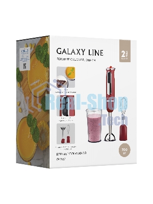 Блендер Galaxy Line GL 2137, красный, погружной, 700 Вт, 17 000 об/мин, 8 скоростей + режим 