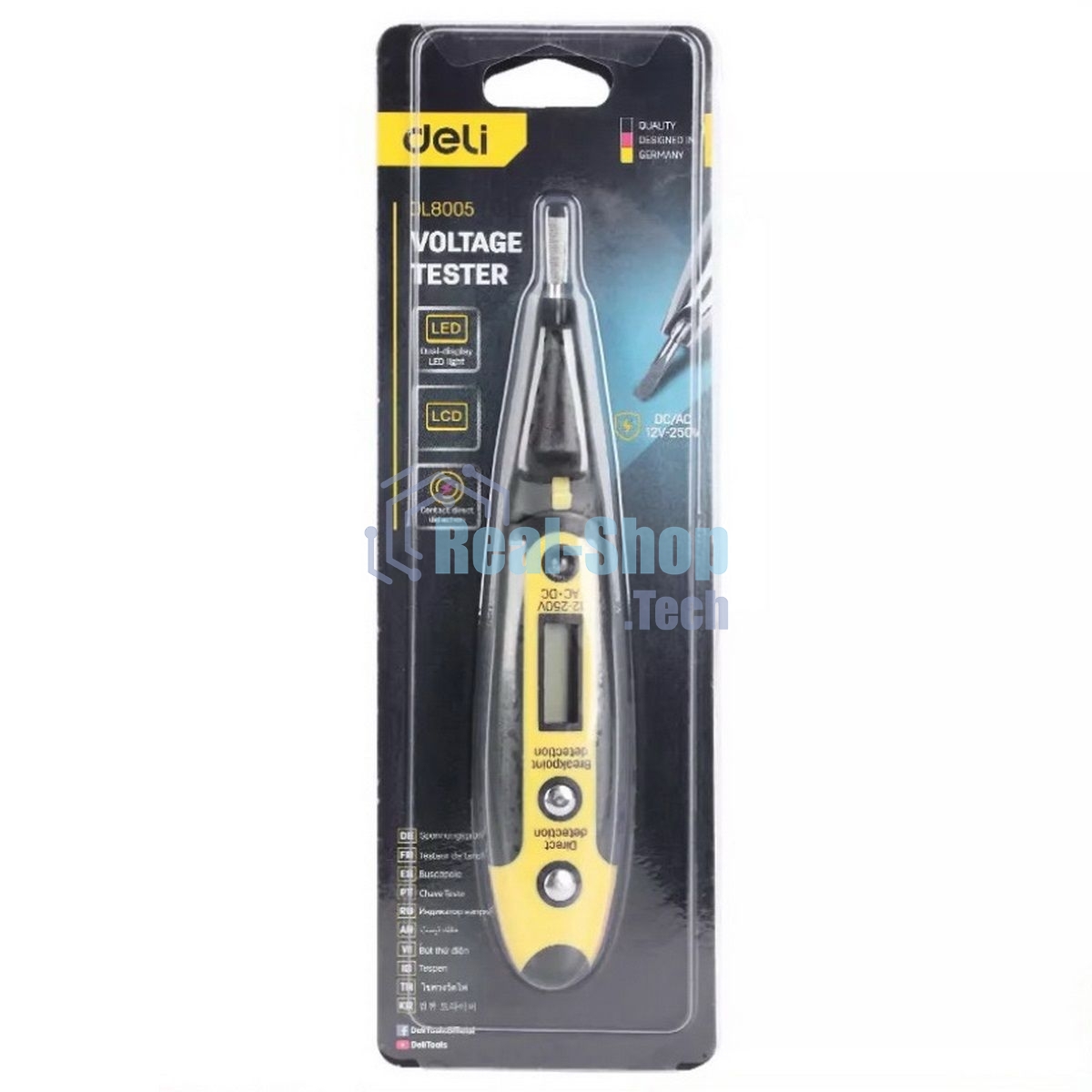 Индикаторная отвертка-тестер напряжения цифровая Deli DL8005 (12-250 В)