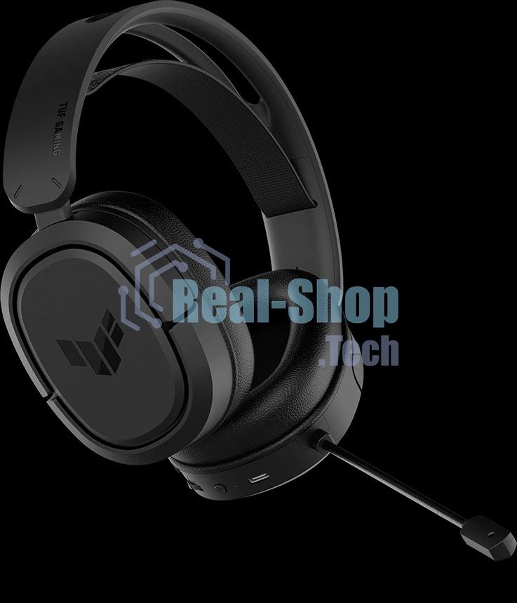 Игровые наушники ASUS TUF Gaming H1 WL черные (2.4 ГГц, 7.1 виртуально, 40мм, неодимовые магниты, 32 Ом, 20~20000 Гц, микрофон, USB-C, PC, Mac, PS4, Nintendo Switch, Xbox One, 90YH0391-B3UA00)