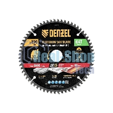Пильный диск по алюминию Denzel ф190 х 30 мм, 64 зубьев 733777