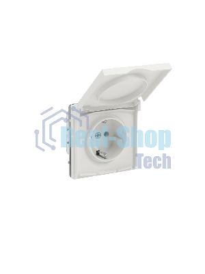 Розетка силовая, 2P+E, с з/ш, с крышкой, IP44, белый песок