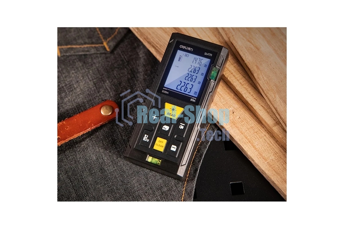 Лазерный дальномер Deli DL4170 (Диапазон измерения 0,05~80м, точность измерения: ±3мм)